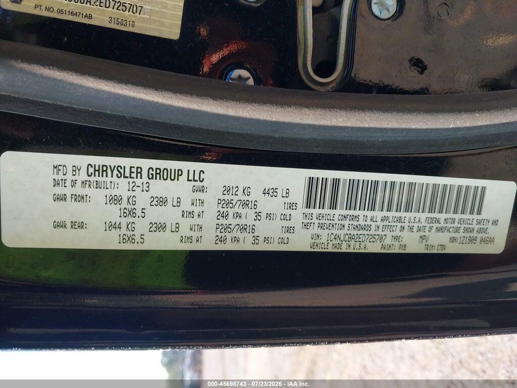 1C4NJCBA2ED725707 2014 JEEP COMPASS photo no. 9