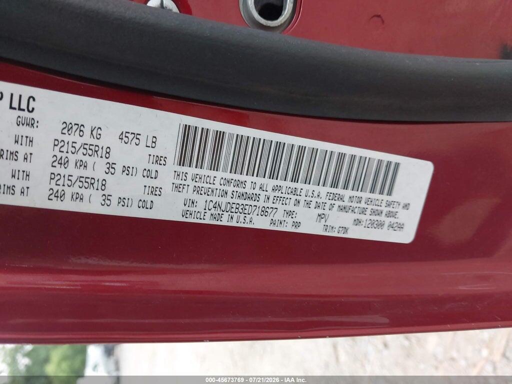 1C4NJDEB3ED718677 2014 JEEP COMPASS photo no. 9