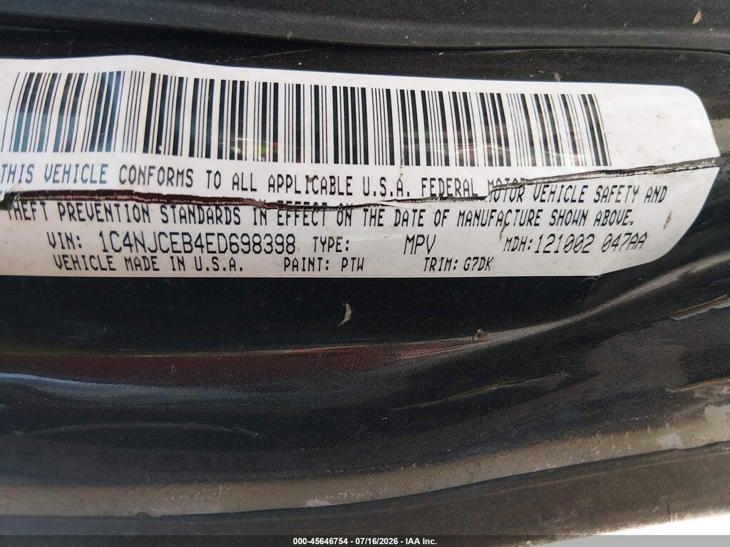 1C4NJCEB4ED698398 2014 JEEP COMPASS photo no. 9