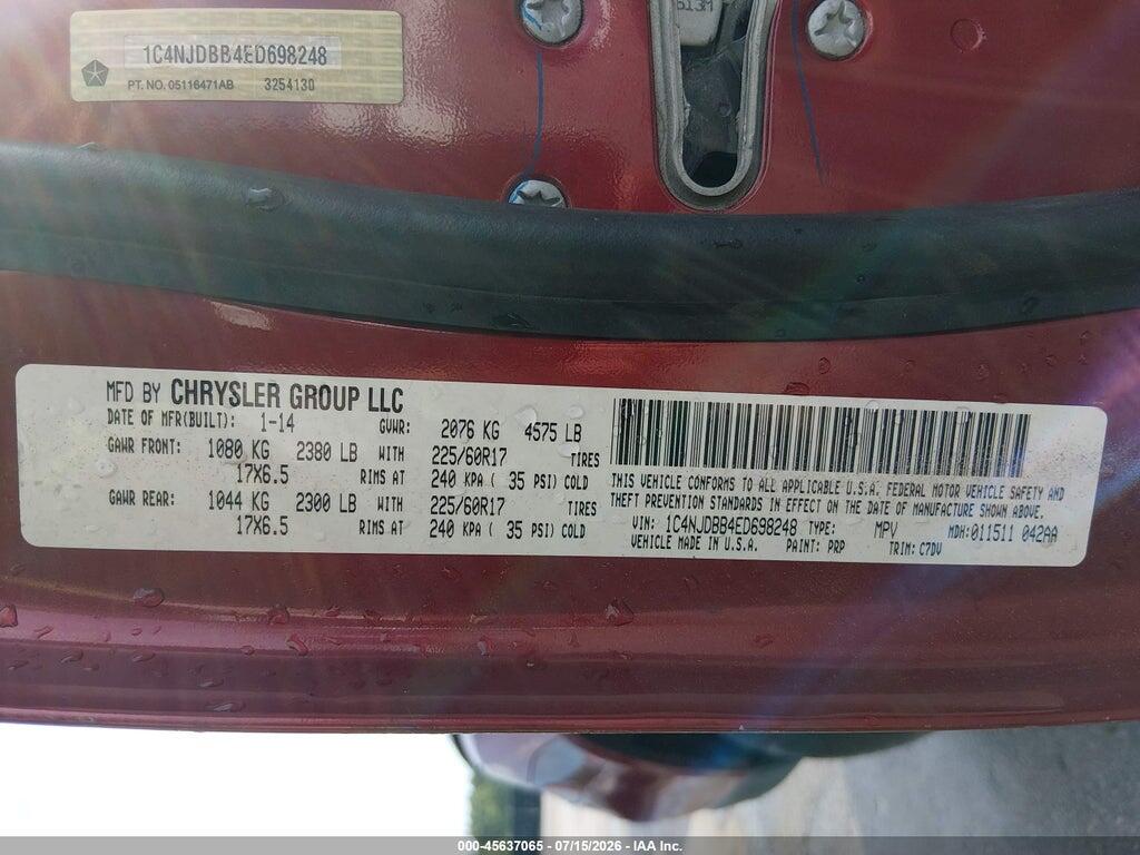 1C4NJDBB4ED698248 2014 JEEP COMPASS photo no. 9