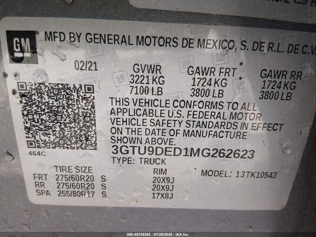 3GTU9DED1MG262623 2021 GMC SIERRA 1500 photo no. 9