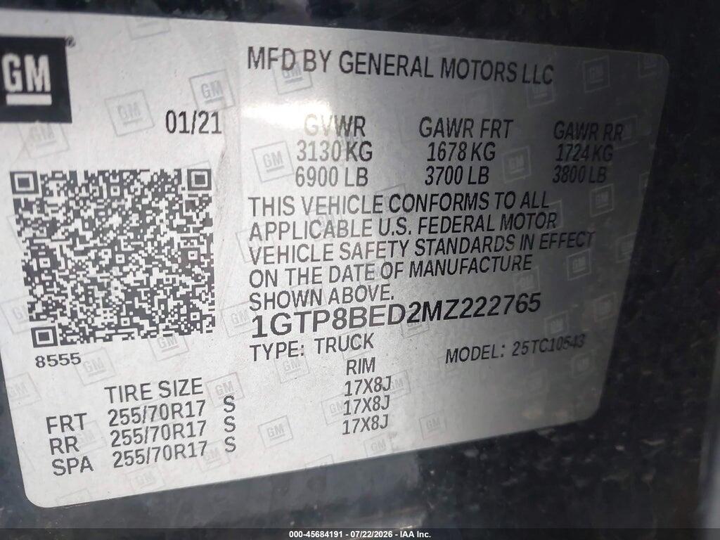 1GTP8BED2MZ222765 2021 GMC SIERRA 1500 photo no. 9