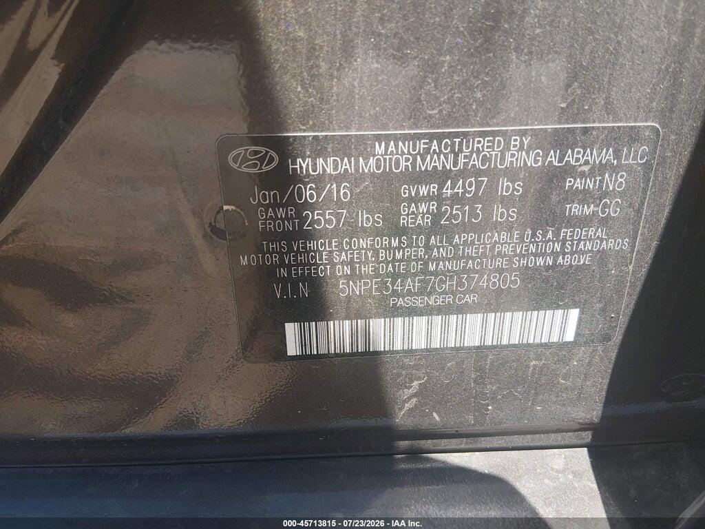 5NPE34AF7GH374805 2016 HYUNDAI SONATA photo no. 9