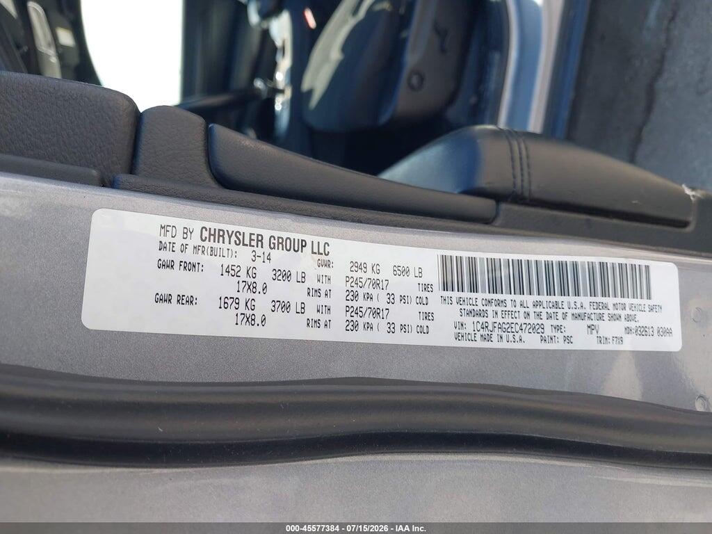1C4RJFAG2EC472029 2014 JEEP GRAND CHEROKEE photo no. 9