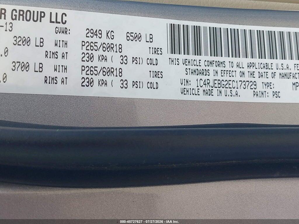 1C4RJEBG2EC173729 2014 JEEP GRAND CHEROKEE photo no. 9