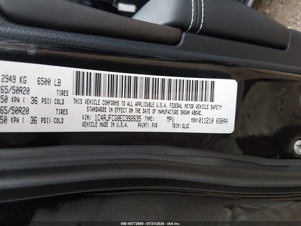 1C4RJFCG8EC392635 2014 JEEP GRAND CHEROKEE photo no. 9