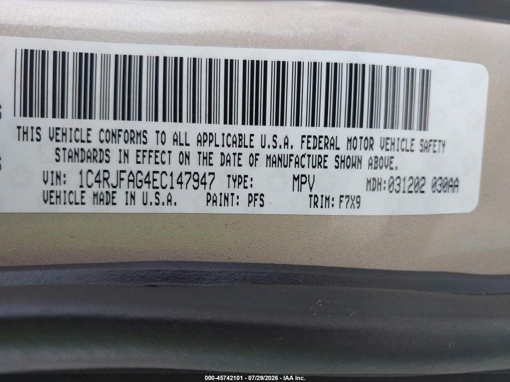 1C4RJFAG4EC147947 2014 JEEP GRAND CHEROKEE photo no. 9