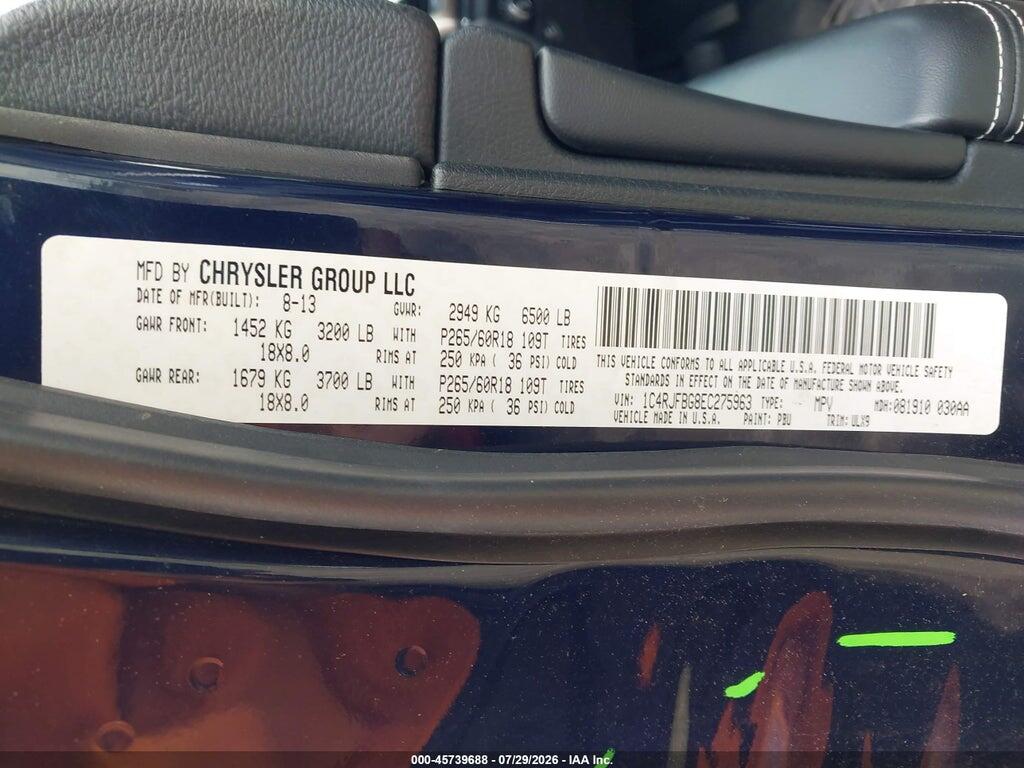 1C4RJFBG8EC275963 2014 JEEP GRAND CHEROKEE photo no. 9