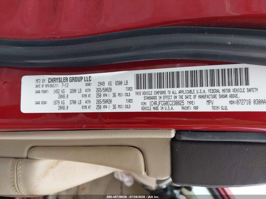 1C4RJFCG0EC238825 2014 JEEP GRAND CHEROKEE photo no. 9