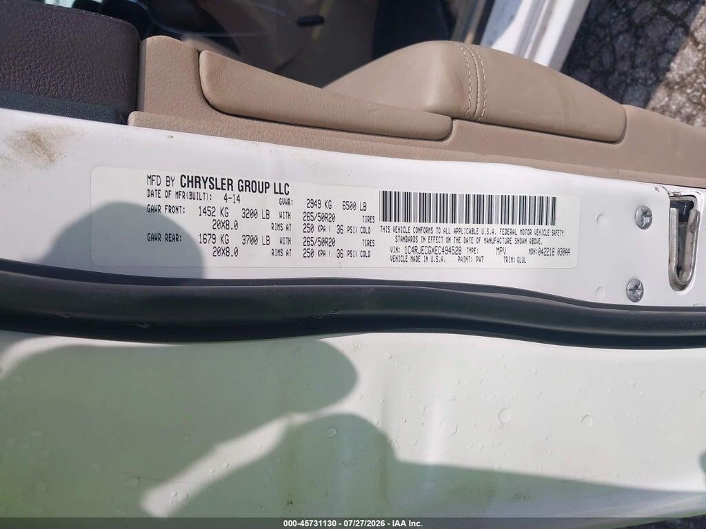 1C4RJECGXEC494528 2014 JEEP GRAND CHEROKEE photo no. 9
