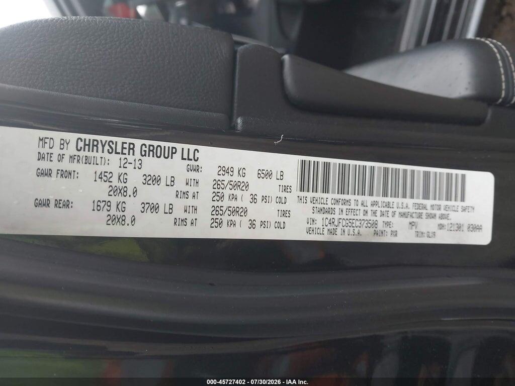 1C4RJFCG5EC373508 2014 JEEP GRAND CHEROKEE photo no. 9