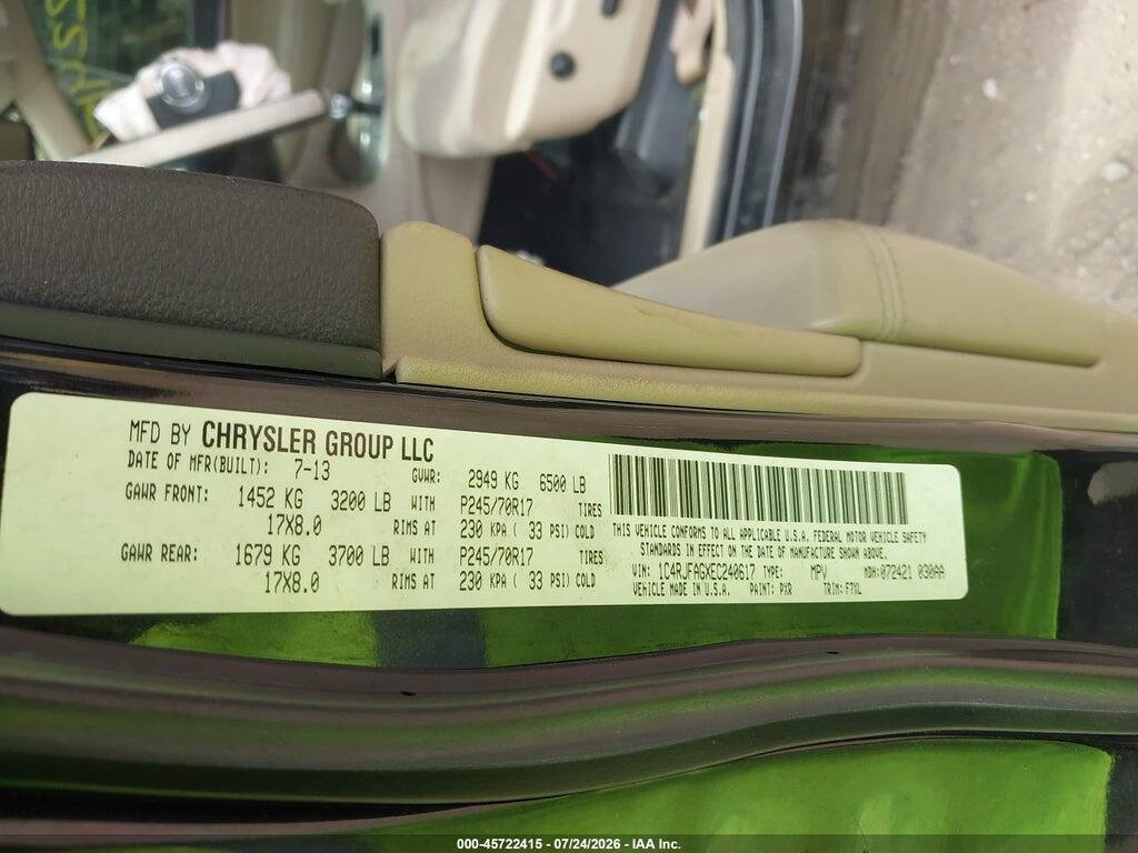 1C4RJFAGXEC240617 2014 JEEP GRAND CHEROKEE photo no. 9
