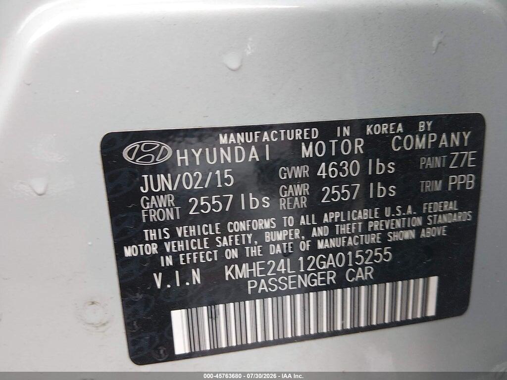KMHE24L12GA015255 2016 HYUNDAI SONATA HYBRID photo no. 9