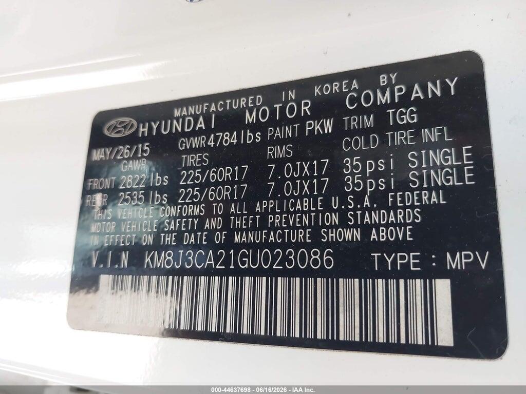 KM8J3CA21GU023086 2016 HYUNDAI TUCSON photo no. 9
