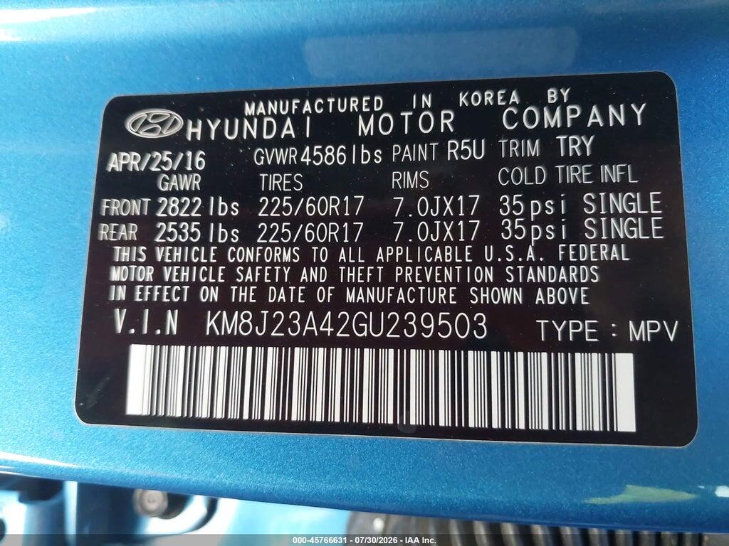 KM8J23A42GU239503 2016 HYUNDAI TUCSON photo no. 9