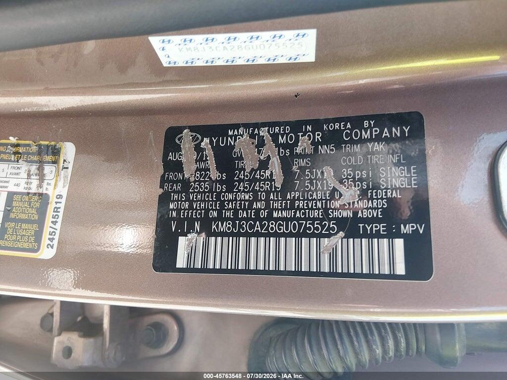 KM8J3CA28GU075525 2016 HYUNDAI TUCSON photo no. 9