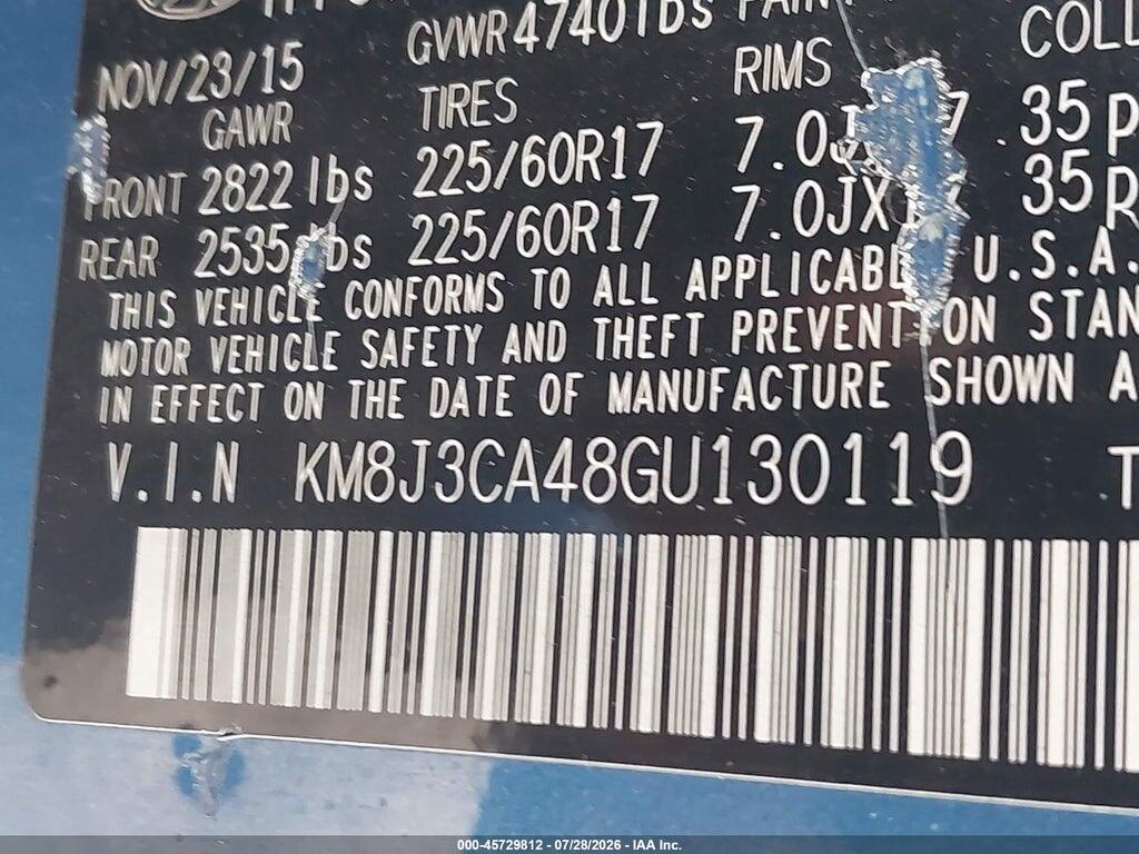 KM8J3CA48GU130119 2016 HYUNDAI TUCSON photo no. 9