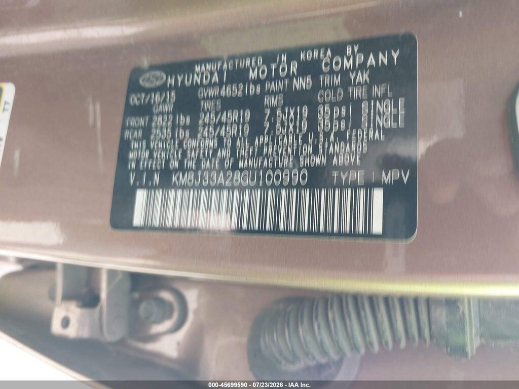 KM8J33A28GU100990 2016 HYUNDAI TUCSON photo no. 9