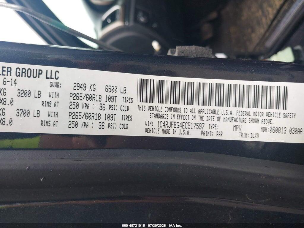 1C4RJFBG4EC517597 2014 JEEP GRAND CHEROKEE photo no. 9