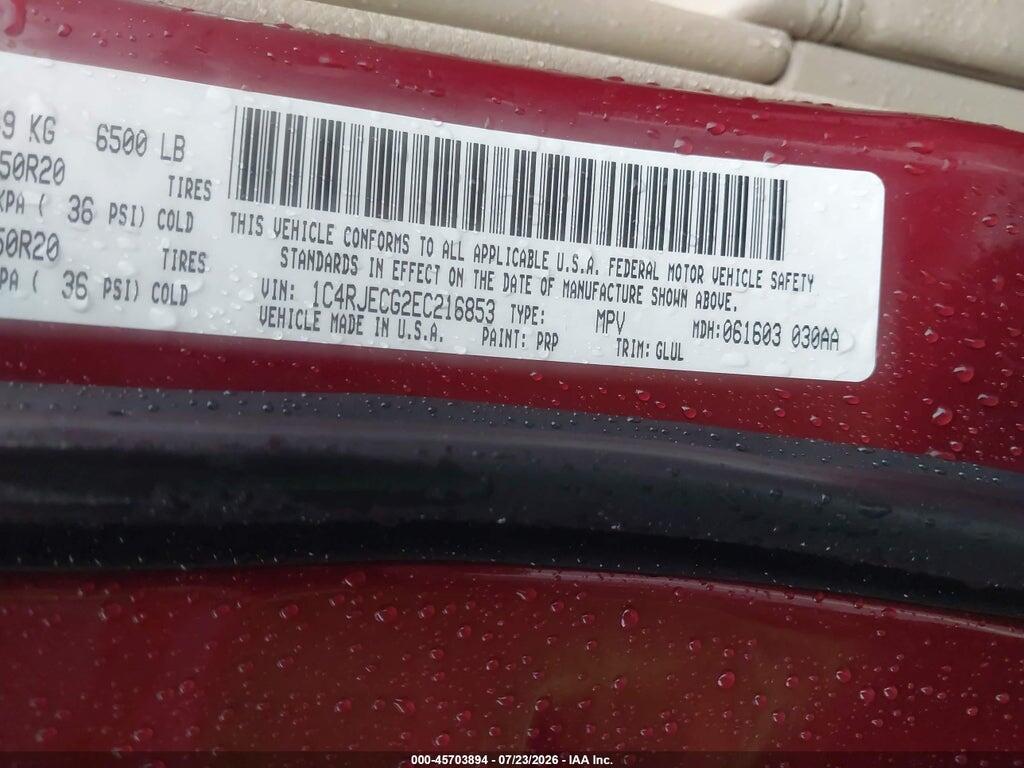 1C4RJECG2EC216853 2014 JEEP GRAND CHEROKEE photo no. 9