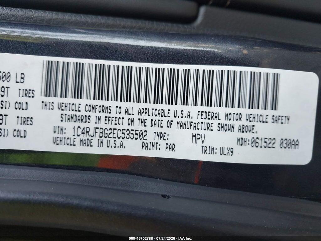 1C4RJFBG2EC535502 2014 JEEP GRAND CHEROKEE photo no. 9