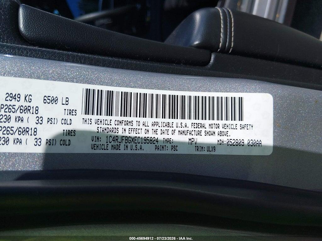 1C4RJFBGXEC195824 2014 JEEP GRAND CHEROKEE photo no. 9