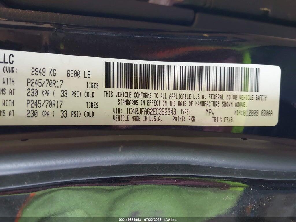 1C4RJFAG2EC392343 2014 JEEP GRAND CHEROKEE photo no. 9