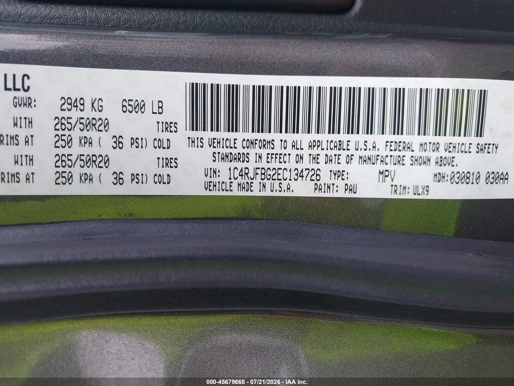 1C4RJFBG2EC134726 2014 JEEP GRAND CHEROKEE photo no. 9