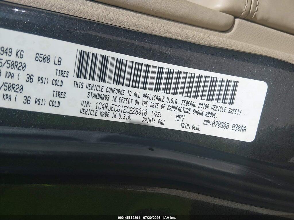 1C4RJECG1EC228010 2014 JEEP GRAND CHEROKEE photo no. 9