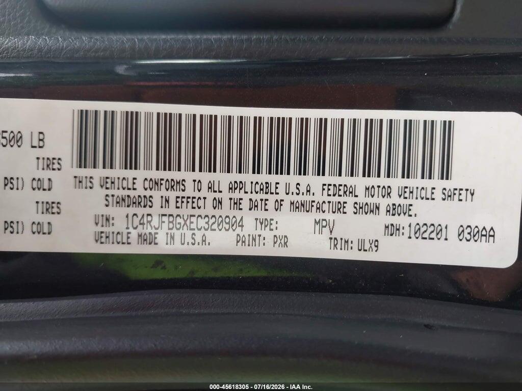 1C4RJFBGXEC320904 2014 JEEP GRAND CHEROKEE photo no. 9