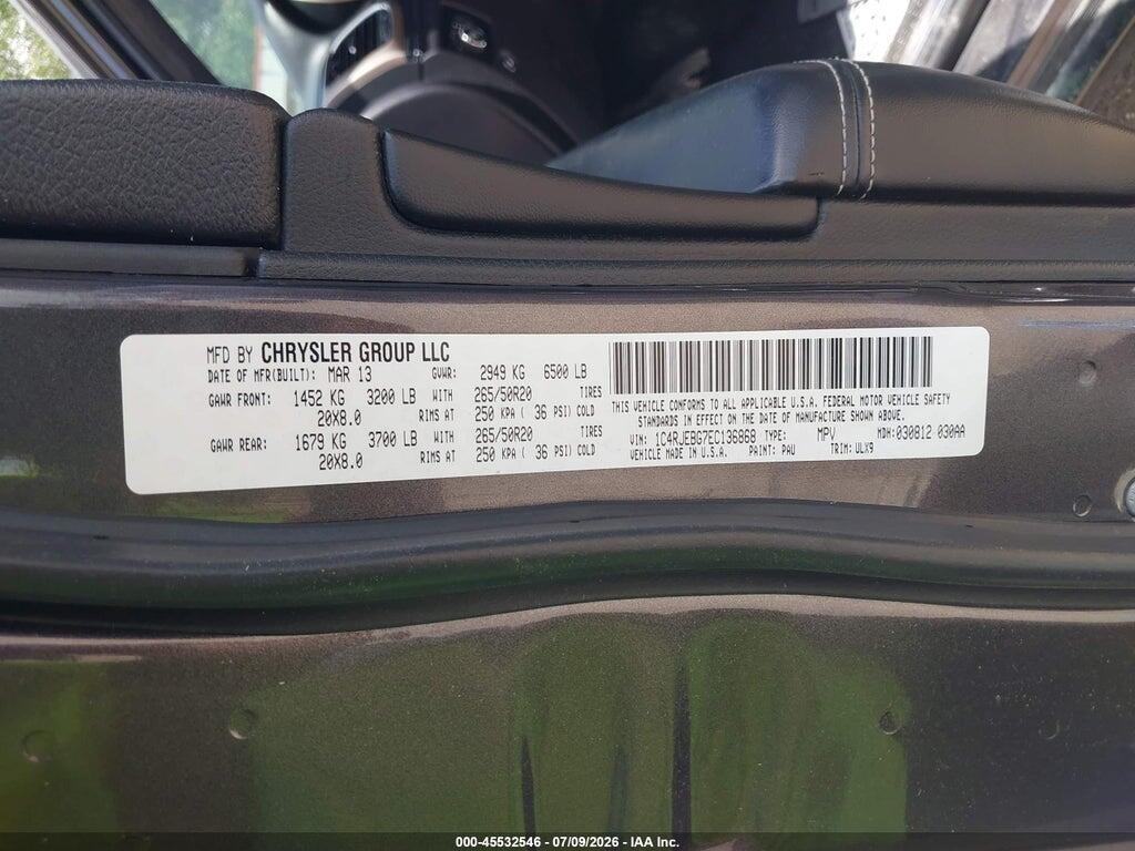 1C4RJEBG7EC136868 2014 JEEP GRAND CHEROKEE photo no. 9