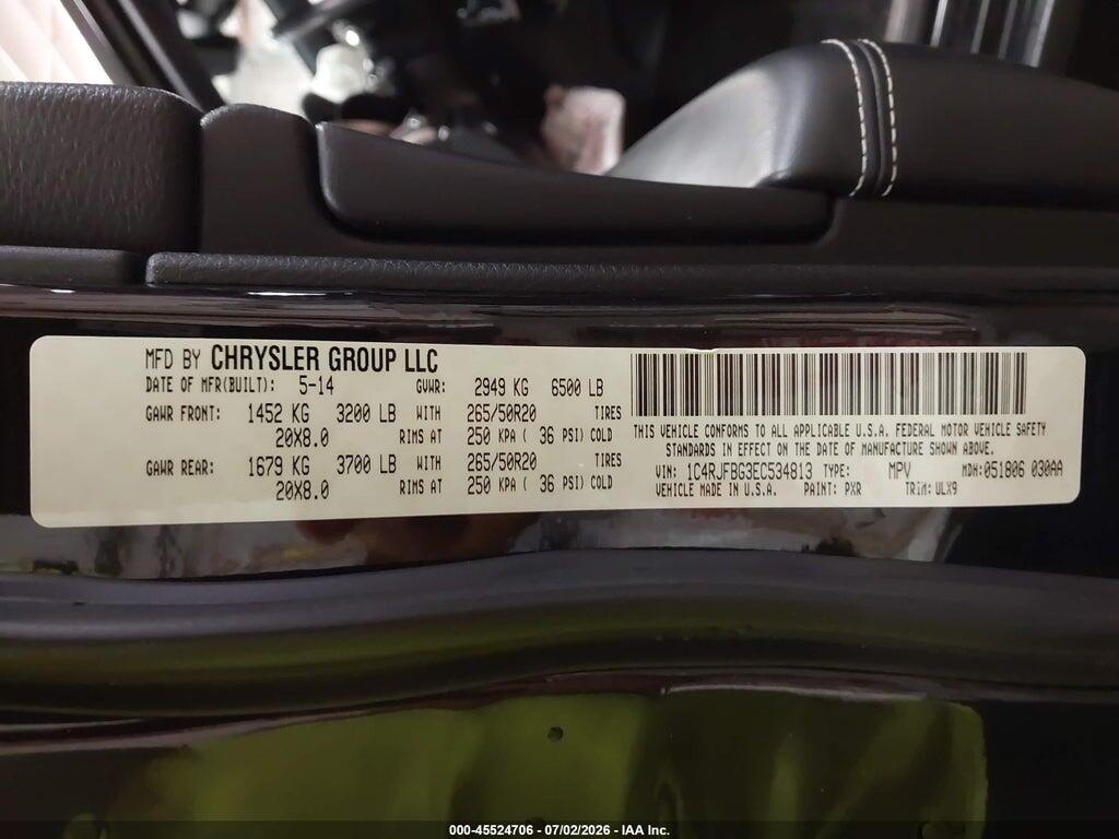 1C4RJFBG3EC534813 2014 JEEP GRAND CHEROKEE photo no. 9