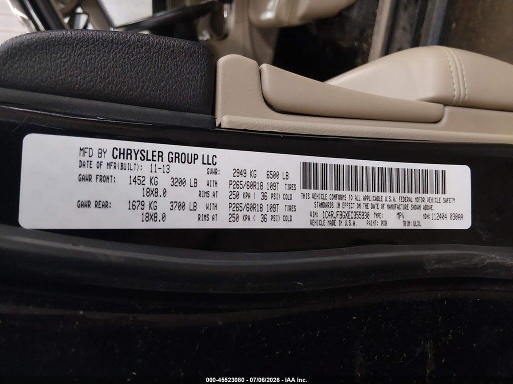 1C4RJFBGXEC355930 2014 JEEP GRAND CHEROKEE photo no. 9