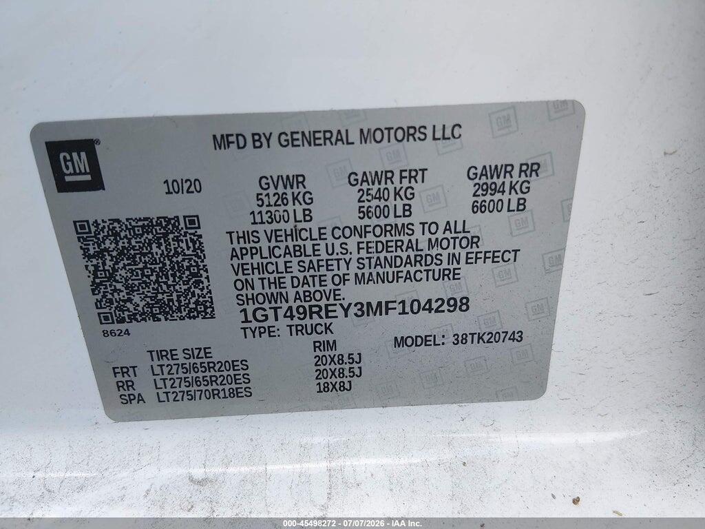 1GT49REY3MF104298 2021 GMC SIERRA 2500HD photo no. 8