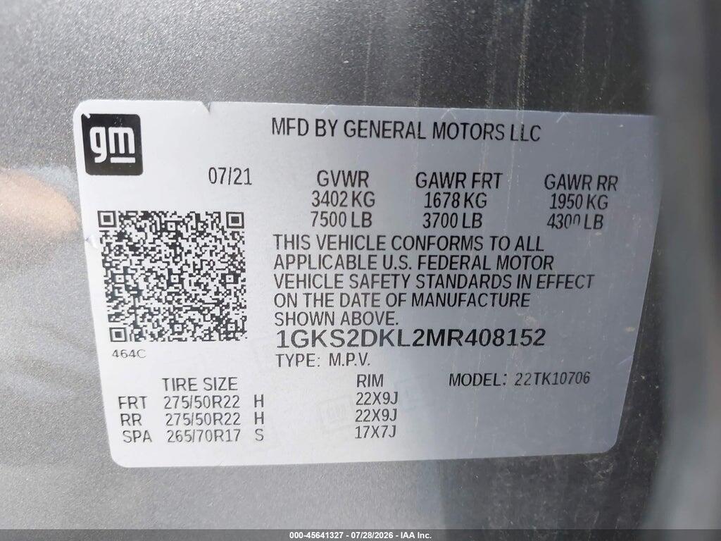 1GKS2DKL2MR408152 2021 GMC YUKON photo no. 9