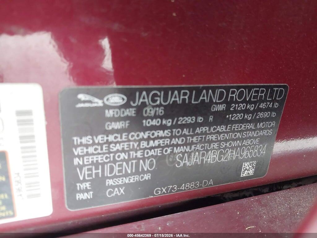 SAJAR4BG2HA965834 2017 JAGUAR XE photo no. 9