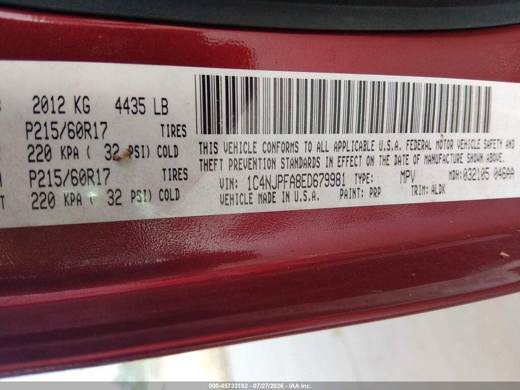 1C4NJPFA8ED679981 2014 JEEP PATRIOT photo no. 9
