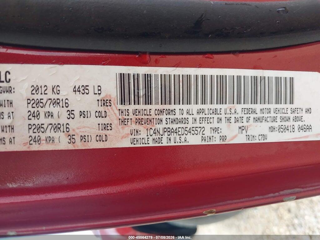 1C4NJPBA4ED545572 2014 JEEP PATRIOT photo no. 9