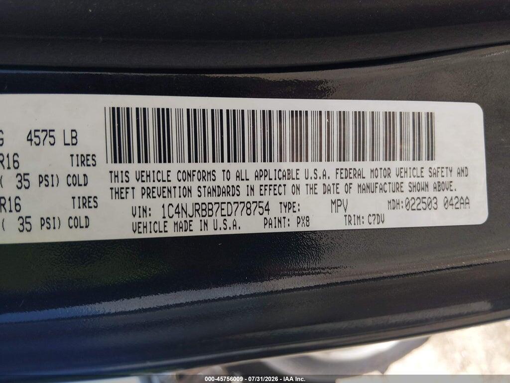1C4NJRBB7ED778754 2014 JEEP PATRIOT photo no. 9