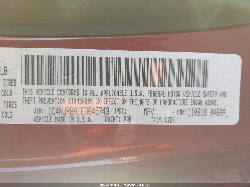 1C4NJPBA1ED645743 2014 JEEP PATRIOT photo no. 9