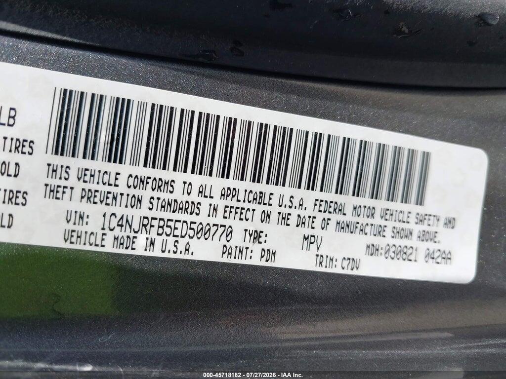 1C4NJRFB5ED500770 2014 JEEP PATRIOT photo no. 9