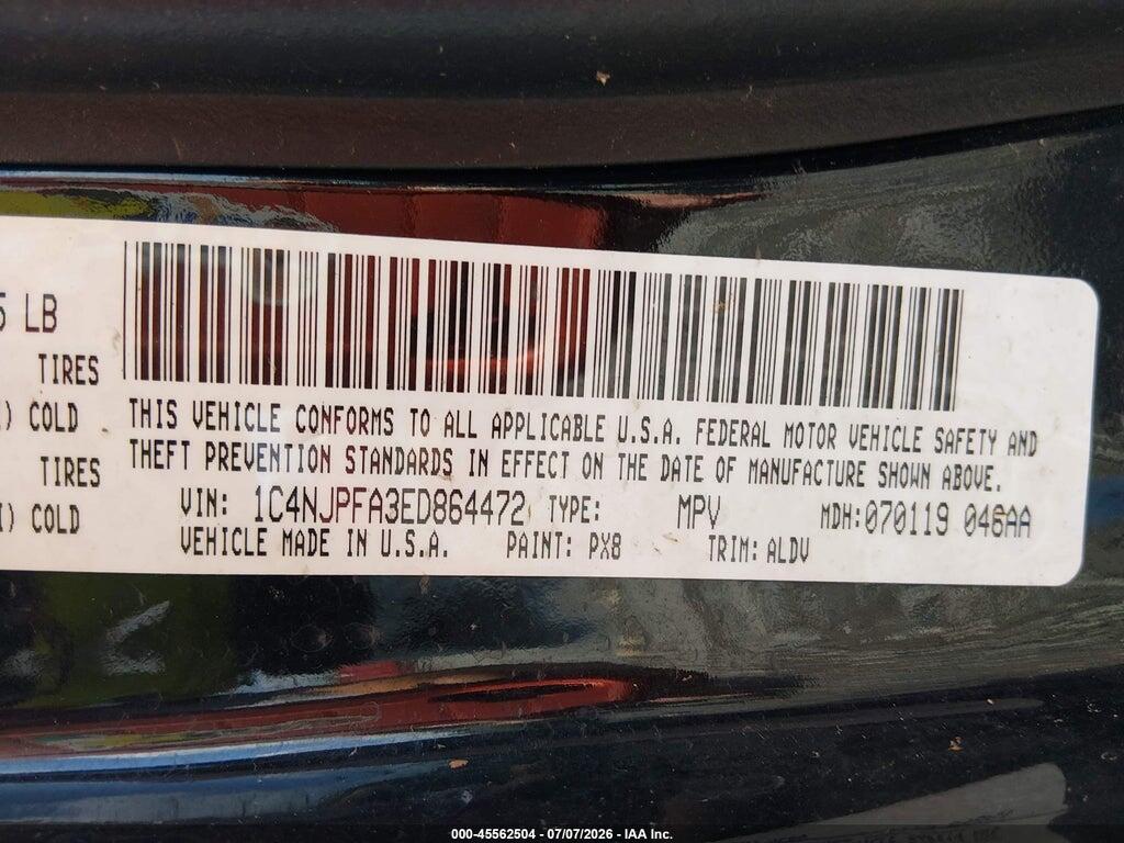 1C4NJPFA3ED864472 2014 JEEP PATRIOT photo no. 9