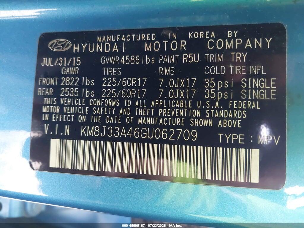 KM8J33A46GU062709 2016 HYUNDAI TUCSON photo no. 9
