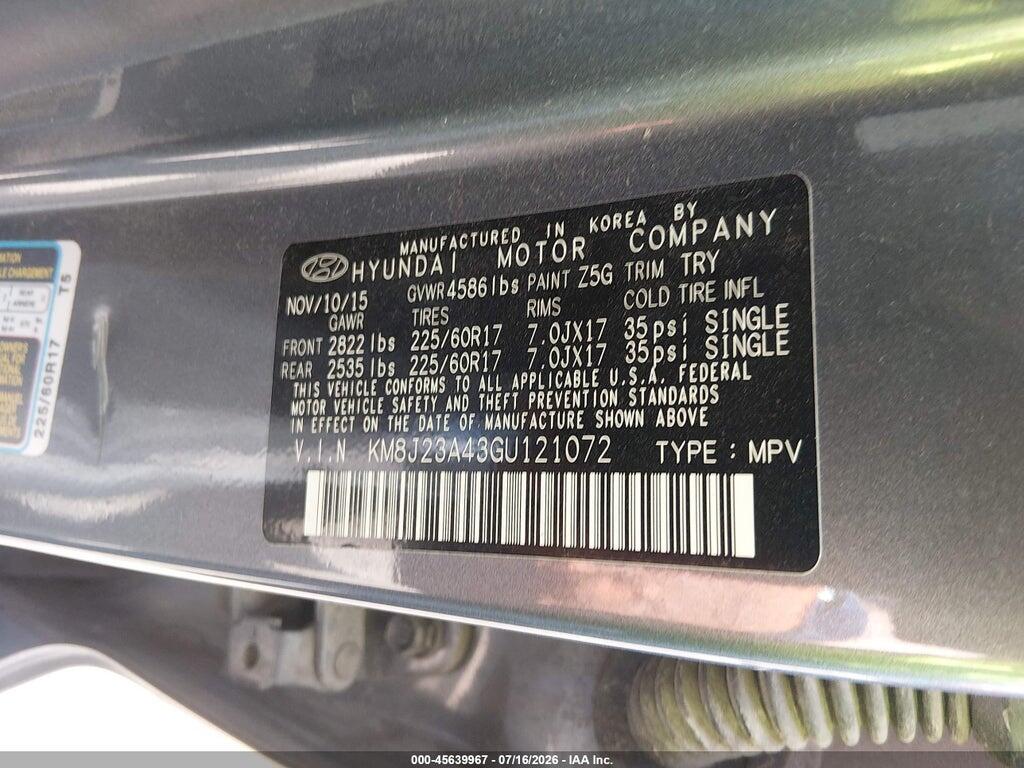 KM8J23A43GU121072 2016 HYUNDAI TUCSON photo no. 9