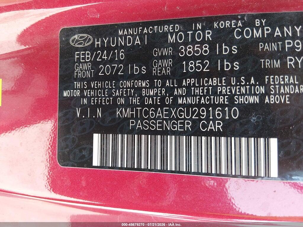 KMHTC6AEXGU291610 2016 HYUNDAI VELOSTER photo no. 9