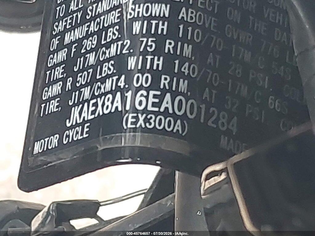 JKAEX8A16EA001284 2014 KAWASAKI EX300 photo no. 10