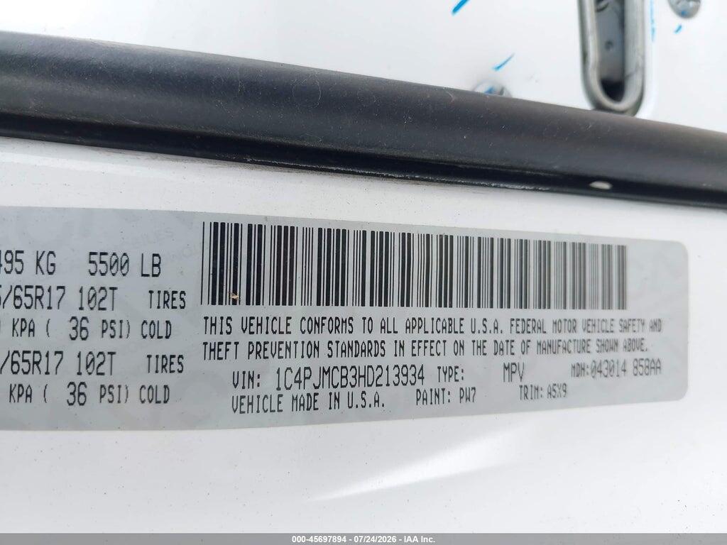 1C4PJMCB3HD213934 2017 JEEP CHEROKEE photo no. 9