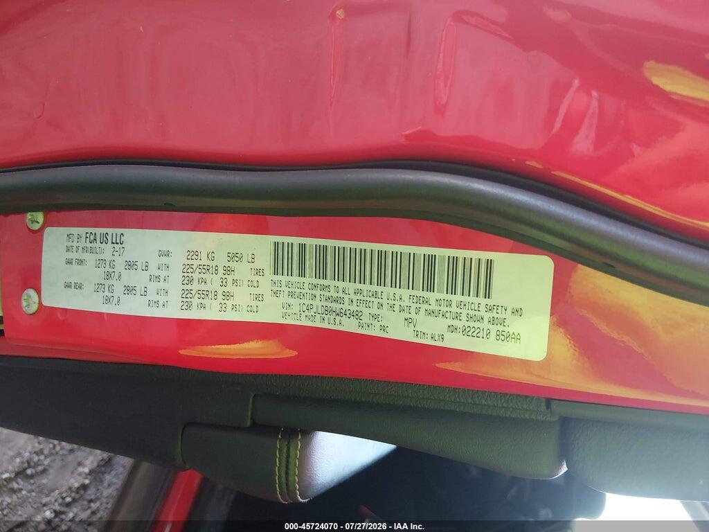 1C4PJLDB0HW643482 2017 JEEP CHEROKEE photo no. 9