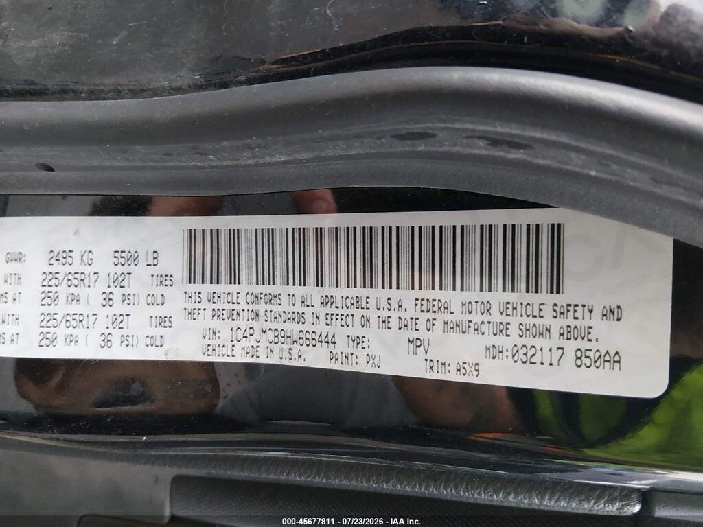 1C4PJMCB9HW666444 2017 JEEP CHEROKEE photo no. 9