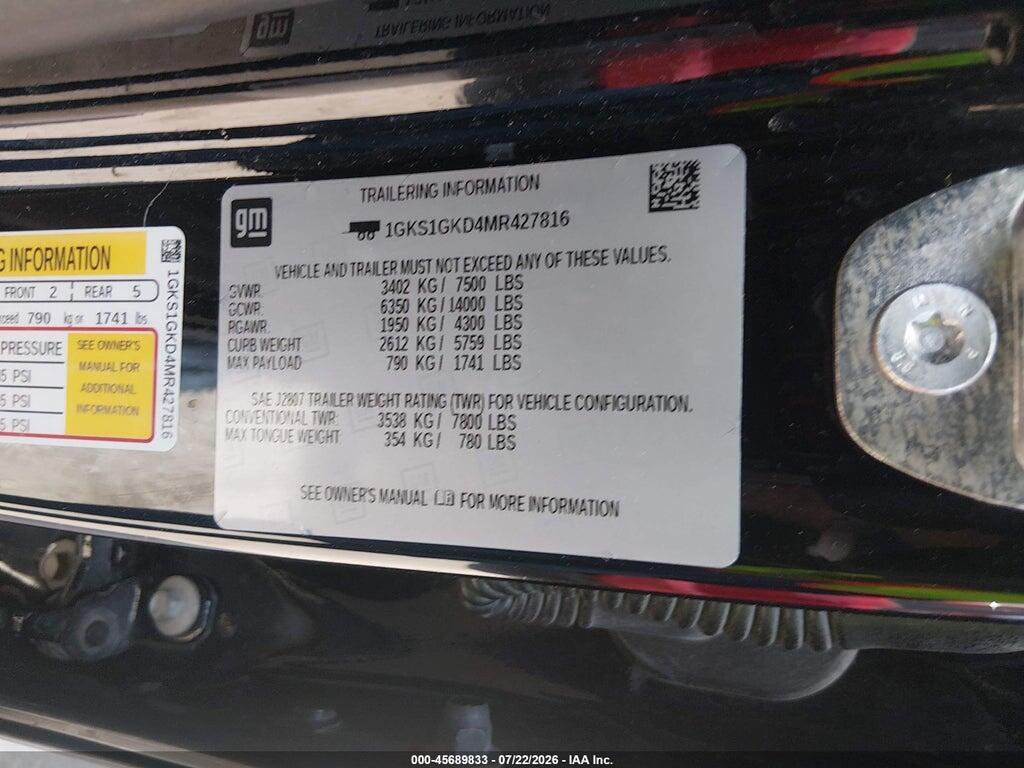 1GKS1GKD4MR427816 2021 GMC YUKON XL photo no. 9